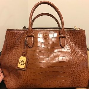 Ralph Lauren Croc-Embossed large bag